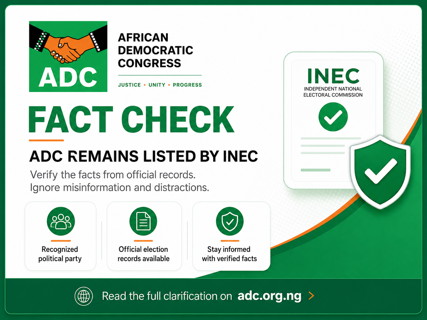 ADC Remains a Recognized Political Party: Understanding the Facts Behind the Controversy