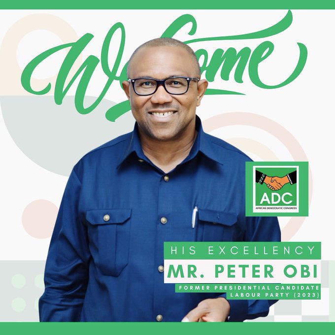 ADC Welcomes Peter Obi as He Officially Joins the Party
